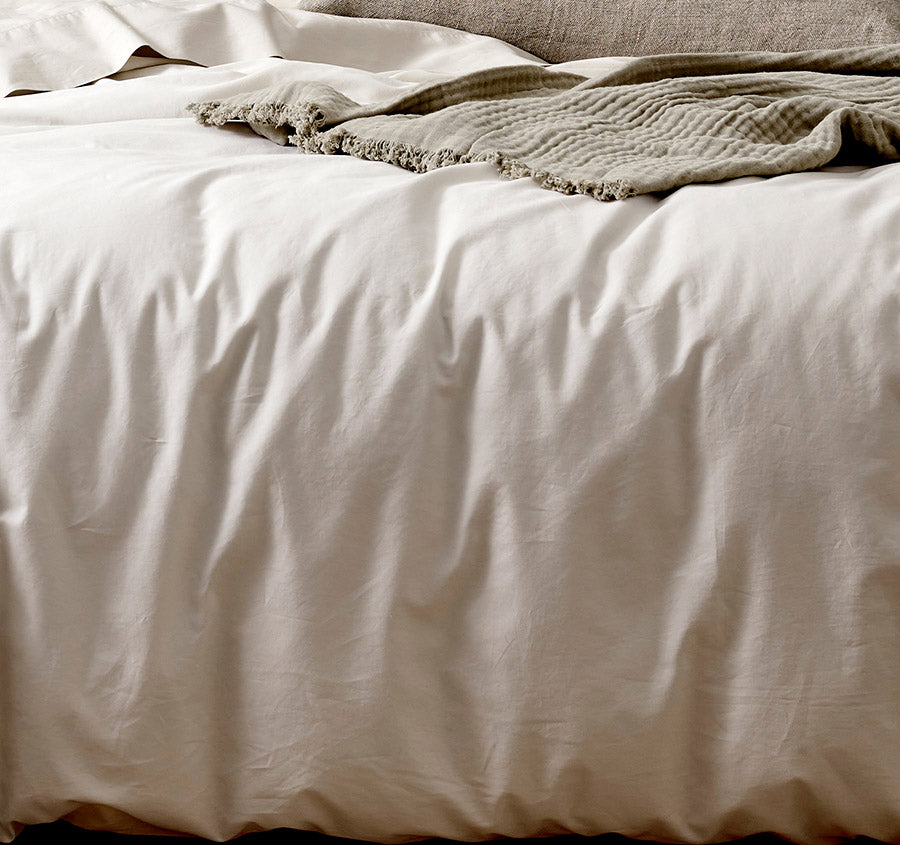 Halo Organic Cotton Quilt Cover Range White Sand