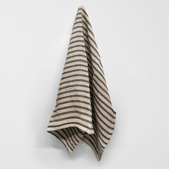 Heirloom Stripe Tea Towel Charcoal
