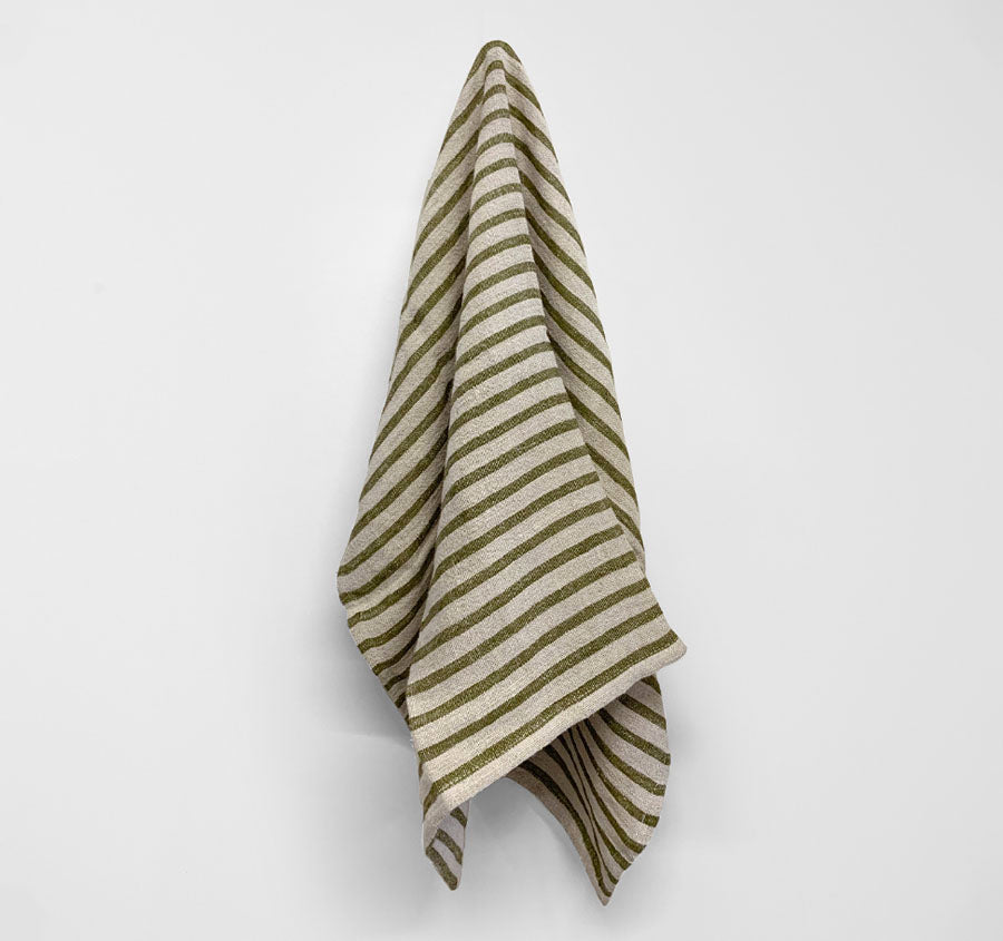 Heirloom Stripe Tea Towel Khaki