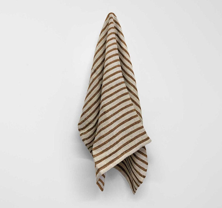 Heirloom Stripe Tea Towel Tobacco