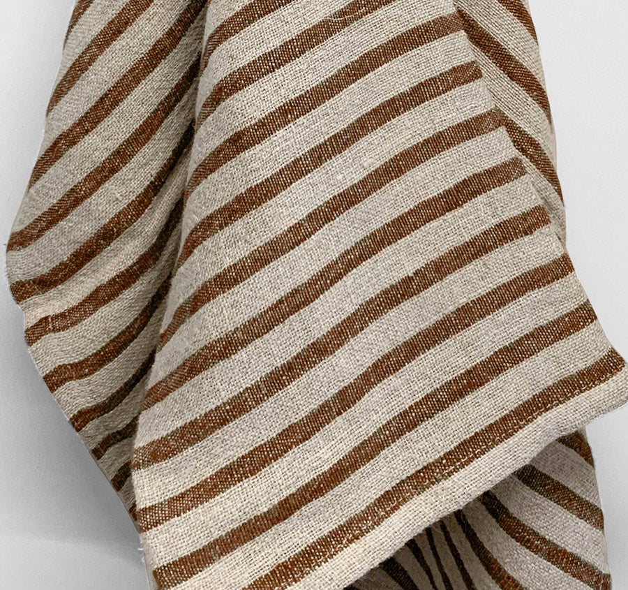 Heirloom Stripe Tea Towel Tobacco