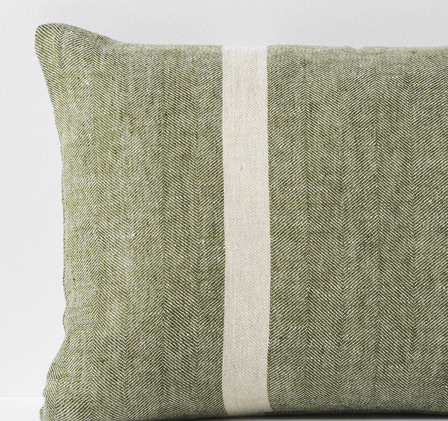 Herringbone 35x55cm Filled Cushion Khaki