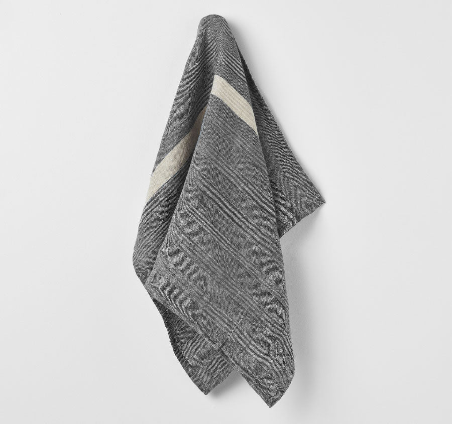 Herringbone Tea Towel Charcoal