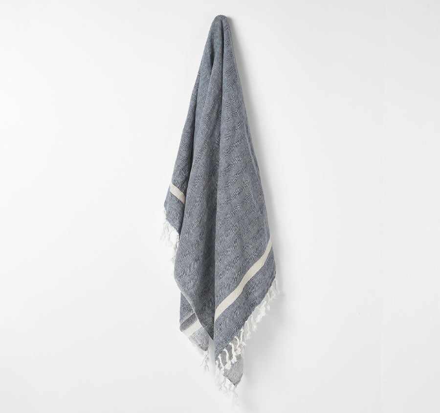 Herringbone 130x180cm Throw Rug Indigo