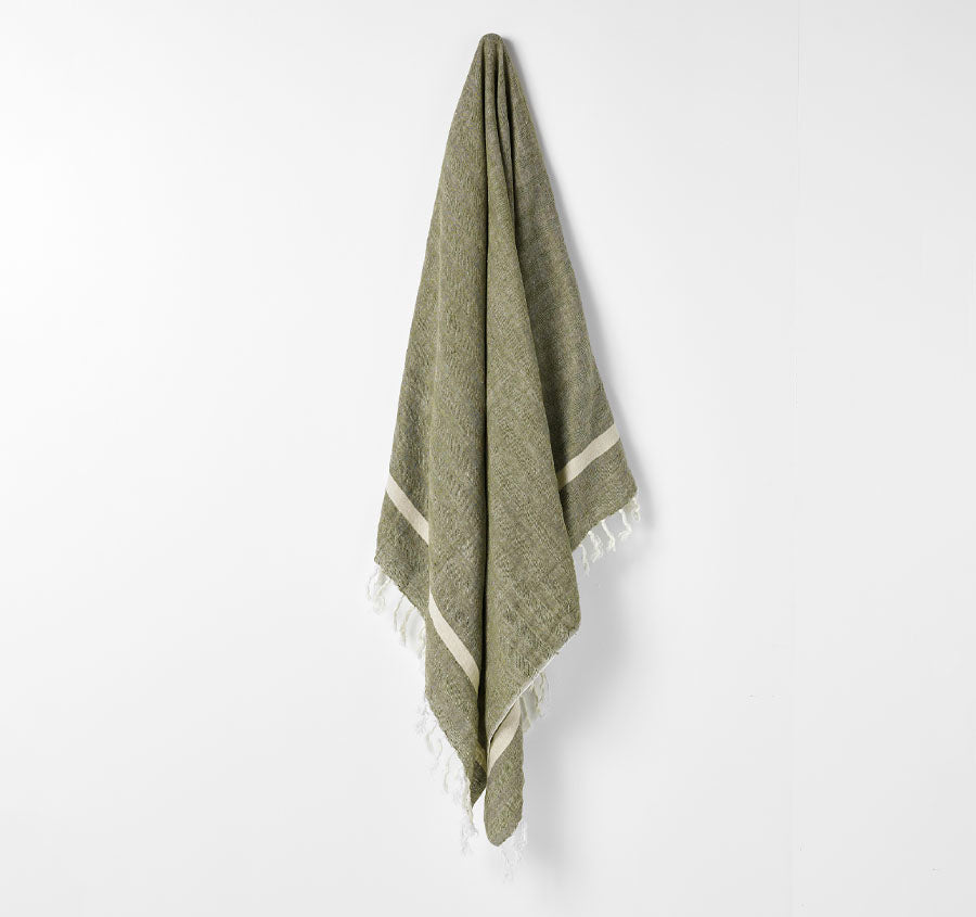 Herringbone 130x180cm Throw Rug Khaki