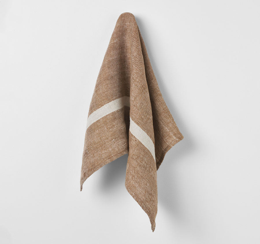 Herringbone Tea Towel Tobacco