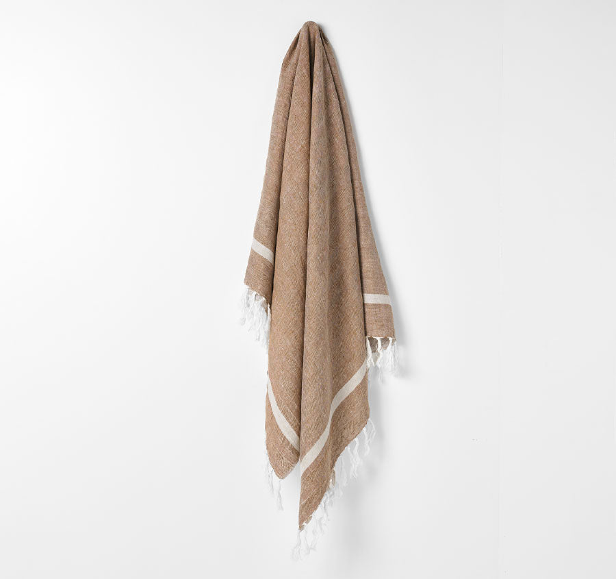 Herringbone 130x180cm Throw Rug Tobacco