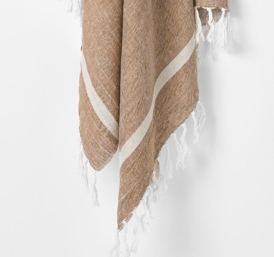 Herringbone 130x180cm Throw Rug Tobacco