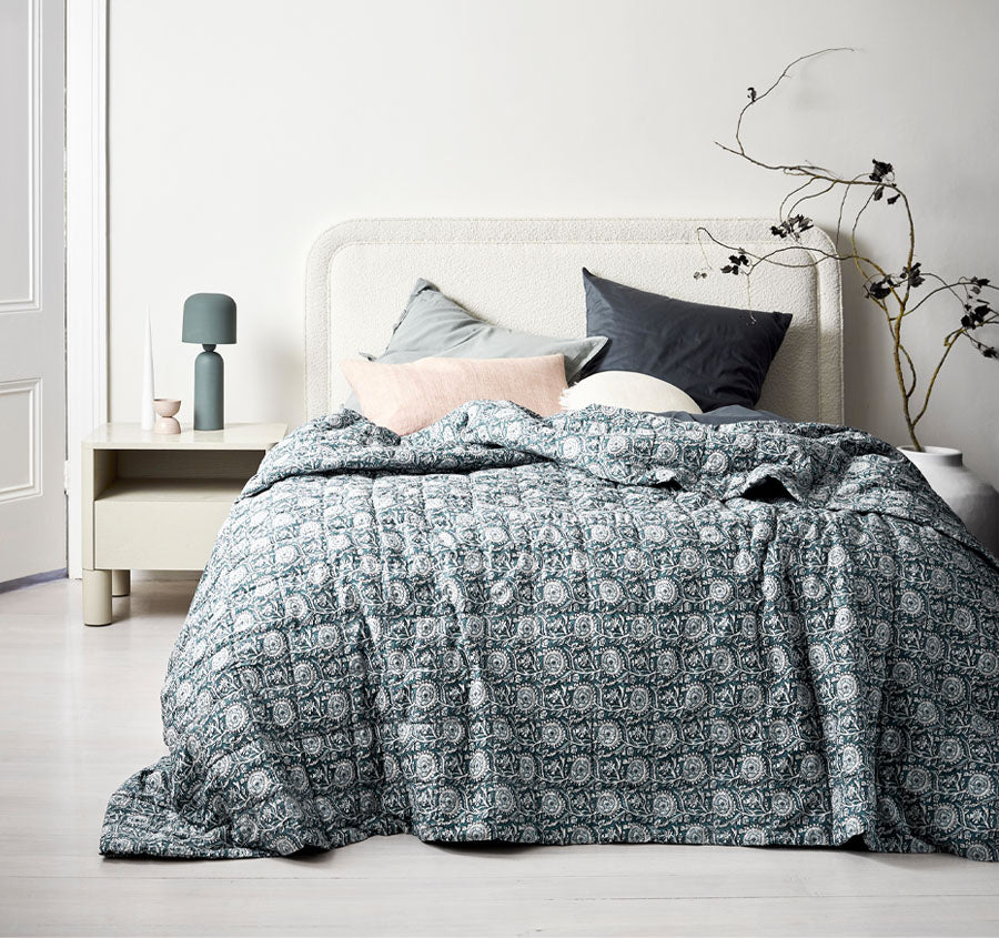 Jaipur Coverlet Mineral and Indian Teal
