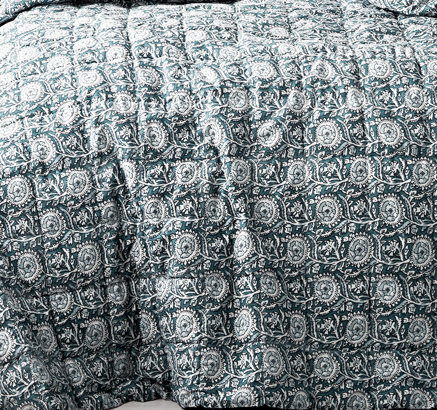 Jaipur Coverlet Mineral and Indian Teal
