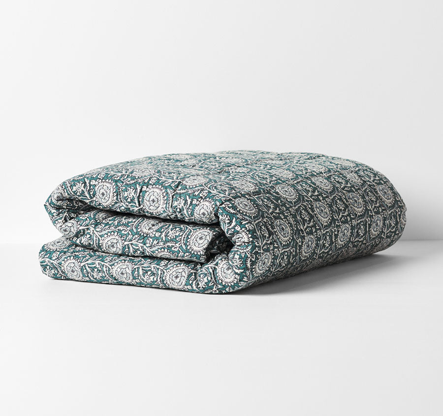 Jaipur Coverlet Mineral and Indian Teal