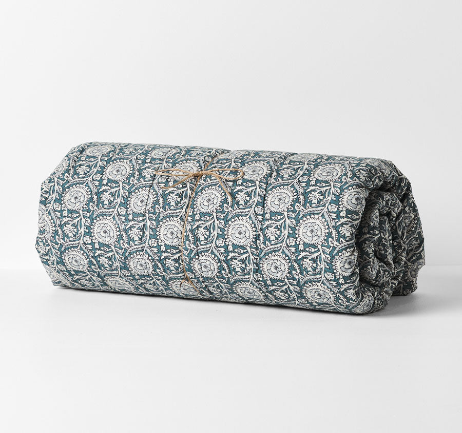 Jaipur Coverlet Mineral and Indian Teal