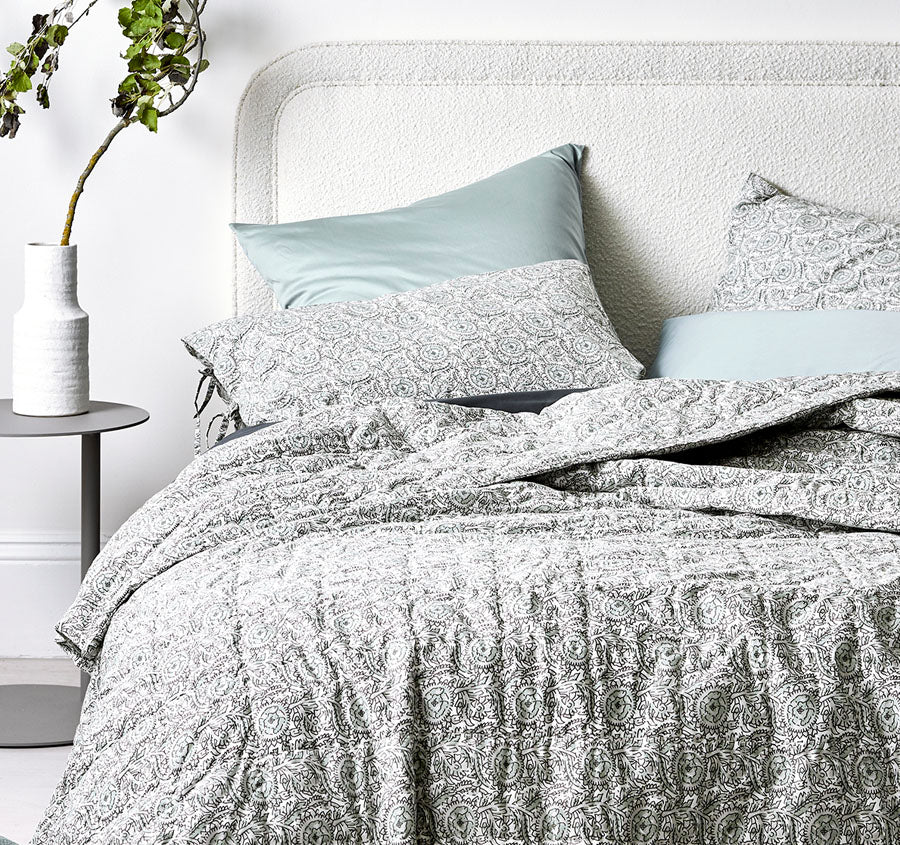 Jaipur Coverlet Mist and Feather