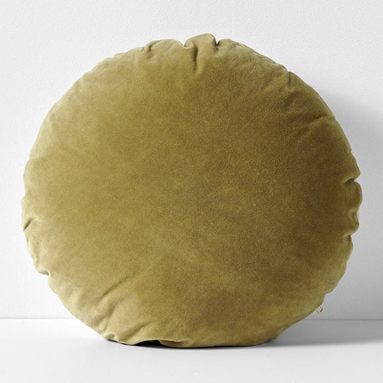 Luxury Velvet 45cm Round Filled Cushion Olive