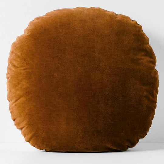 Luxury Velvet 55cm Round Filled Cushion Tobacco