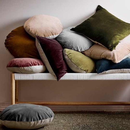 Luxury Velvet 55cm Round Filled Cushion Khaki