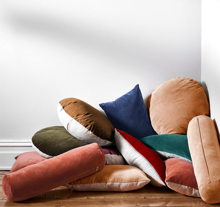 Luxury Velvet 18x60cm Filled Bolster Brandy