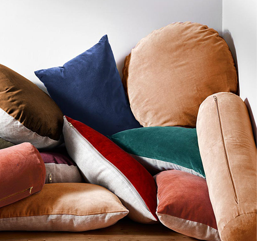 Luxury Velvet 18x60cm Filled Bolster Hazelnut