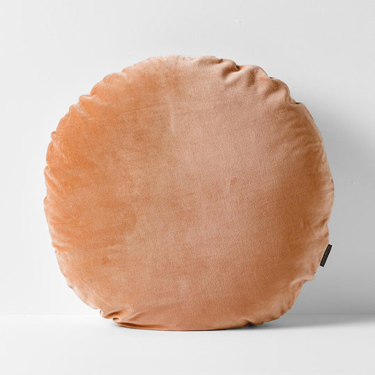 Luxury Velvet 55cm Filled Round Cushion Hazelnut