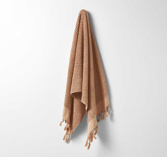 Paros Rib 580GSM Cotton Bath Towel Range Clay