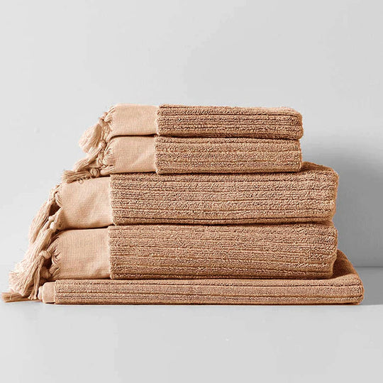 Paros Rib 580GSM Cotton Bath Towel Range Clay