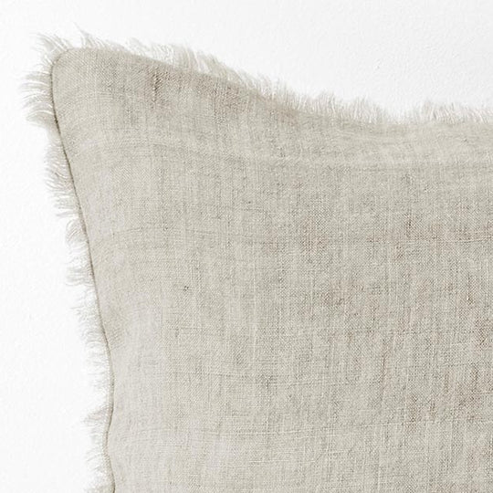 Vintage Linen Fringe 50x50cm Filled Cushion Natural