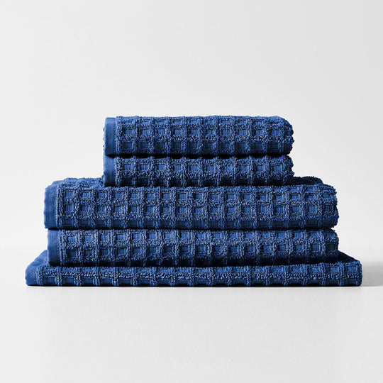 Waffle 580GSM Cotton Bath Towel Range Bijou Blue