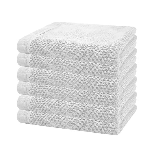 6 Piece Angove 600GSM Cotton Face Washer Towel Set White