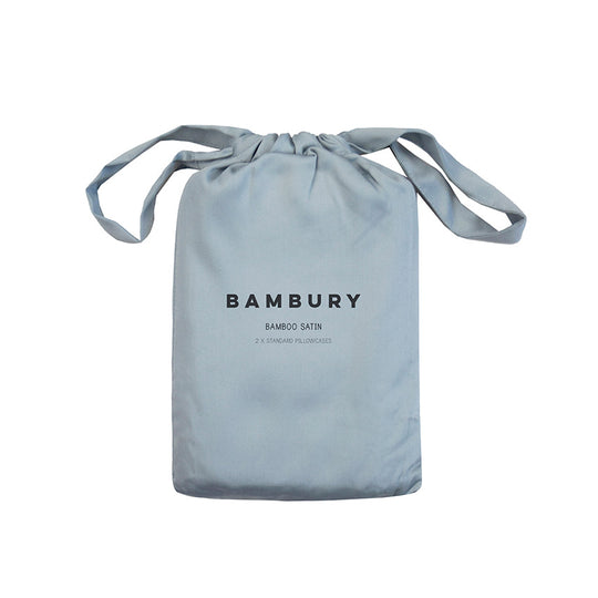 Bamboo Satin Standard Pillowcase Pair Slate Blue