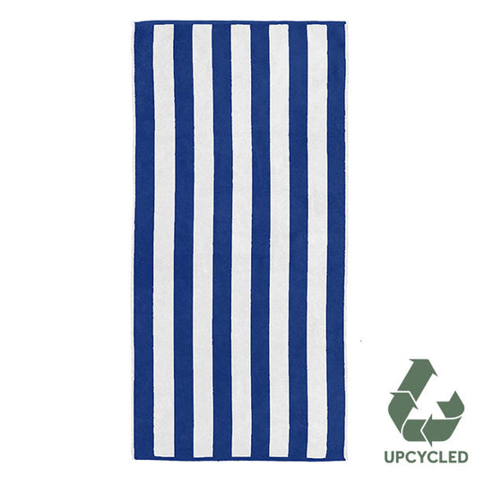 Cabana Stripe Upcycled Cotton 75x150cm Beach Towel Blue