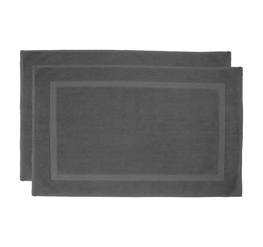2 Piece Chateau 500GSM Cotton Bath Mat Set Charcoal
