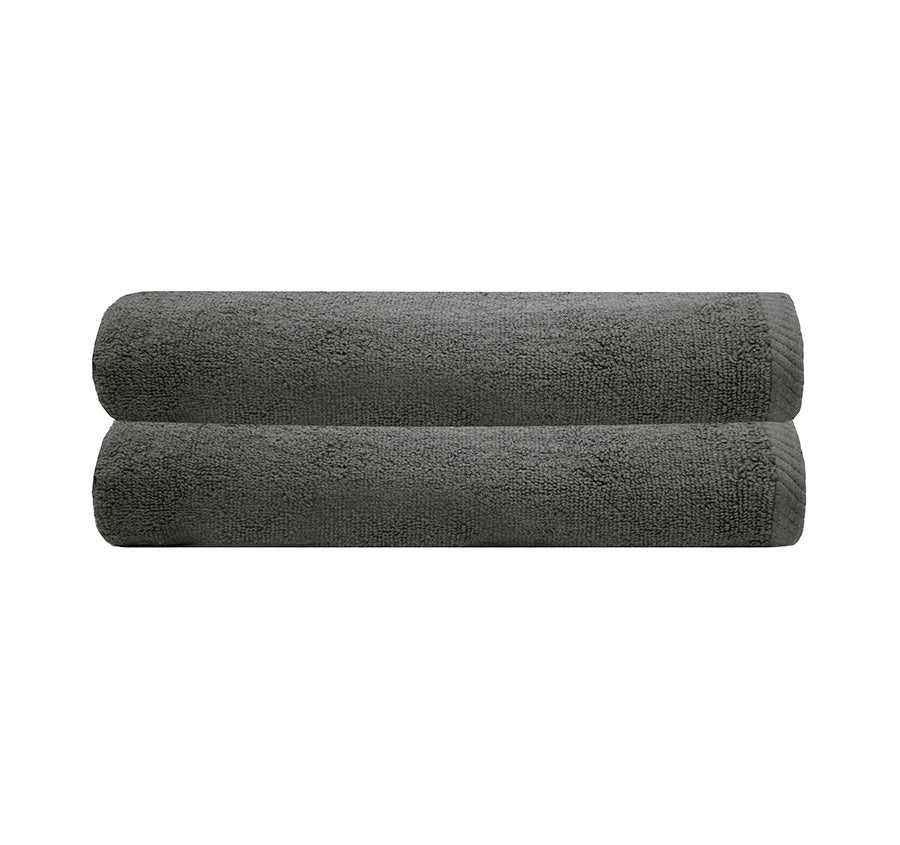 2 Piece Chateau 500GSM Cotton  Bath Towel Set Charcoal
