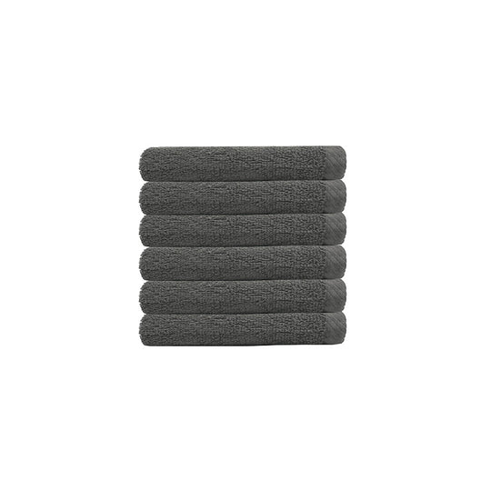 6 Piece Chateau 500GSM Cotton Face Washer Set Charcoal
