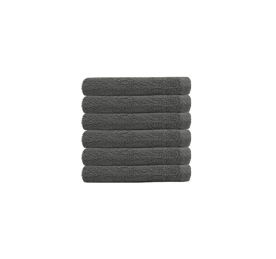 Chateau 6 Piece 500GSM Cotton Face Washer Set Charcoal