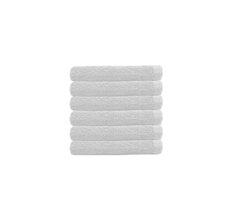 6 Piece Chateau 500GSM Cotton Face Washer Set White