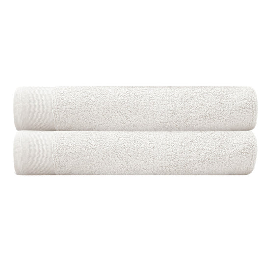 2 Piece Elvire 600GSM Cotton Bath Towel Set Ivory