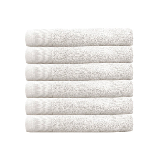 6 Piece Elvire 600GSM Cotton Face Washer Towel Set Ivory