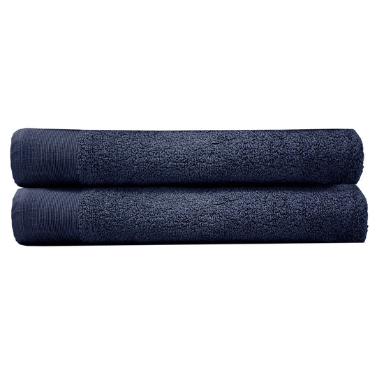 2 Piece Elvire 600GSM Cotton Bath Sheet Towel Set Navy