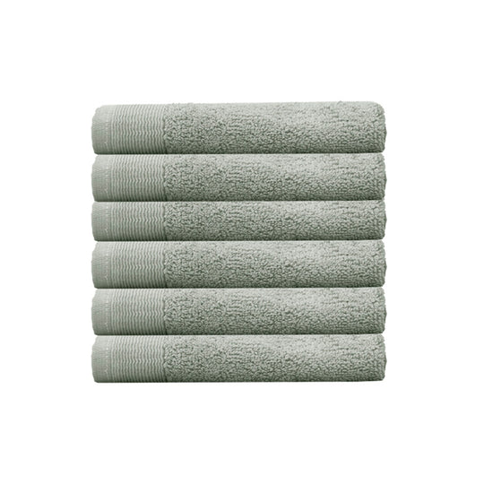 6 Piece Elvire 600GSM Cotton Face Washer Towel Set Sage