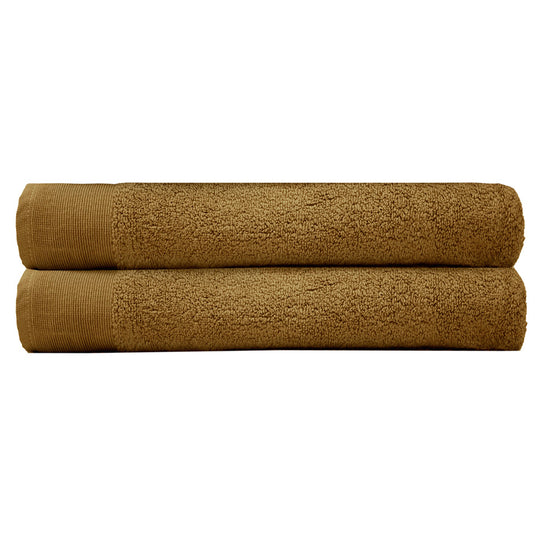 2 Piece Elvire 600GSM Cotton Bath Sheet Towel Set Tobacco