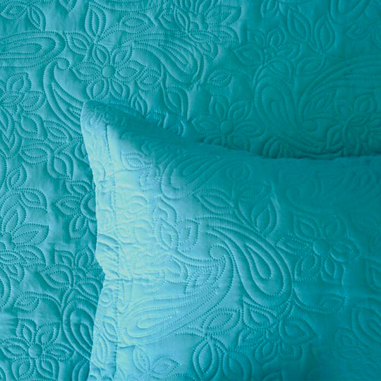 Embossed Paisley Queen to King Bed Coverlet Set Peacock