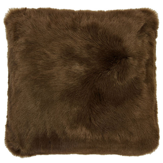 Faux Fur Plain 50x50cm Filled Cushion Hazel
