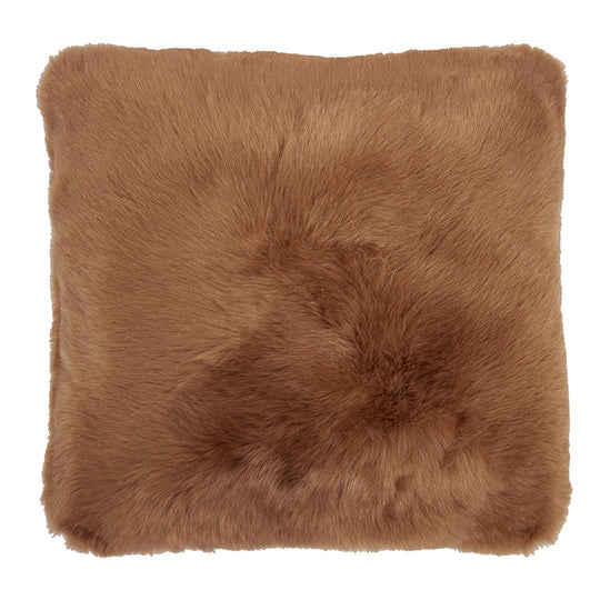 Faux Fur Plain 50x50cm Filled Cushion Fawn