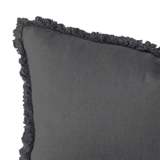 French Linen 30x60cm Filled Cushion Charcoal