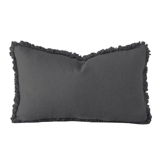 French Linen 30x60cm Filled Cushion Charcoal