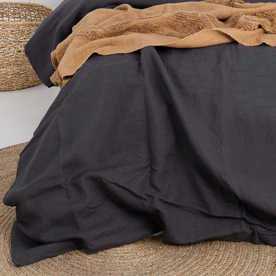 French Linen Quilt Cover Set Range Charcoal