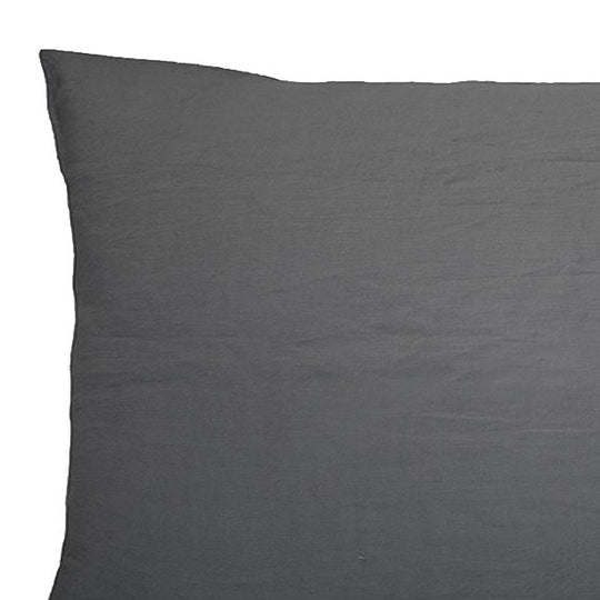 French Linen Standard Pillowcase Pair Charcoal