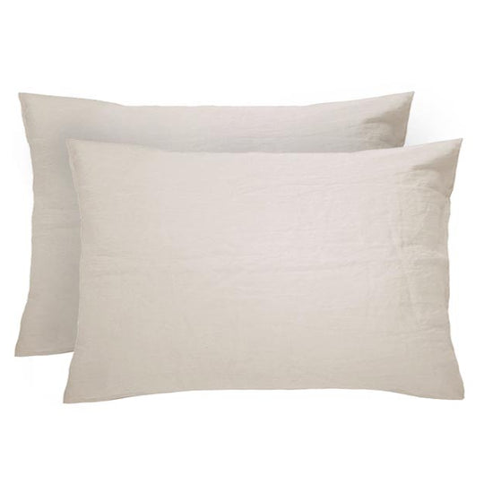 French Linen Standard Pillowcase Pair Pebble