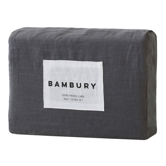 French Linen Quilt Cover Set Range Charcoal