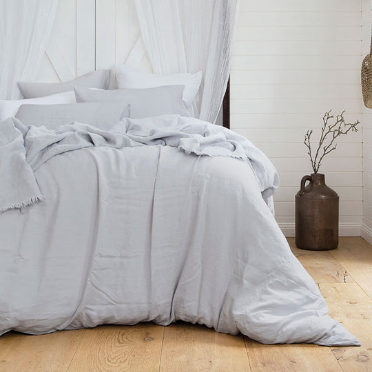 French Linen Quilt Cover Set Range Silver